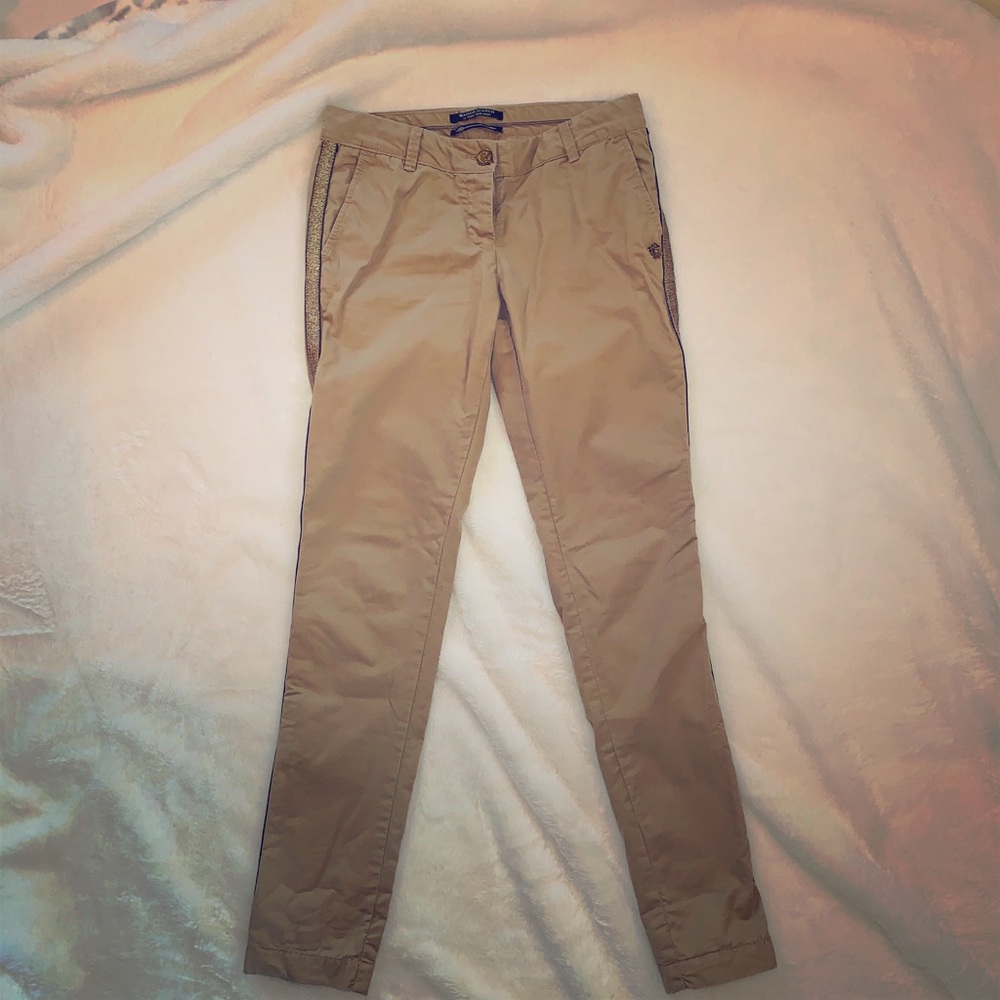 Maison Scotch Khaki Pant with Gold Side Trim